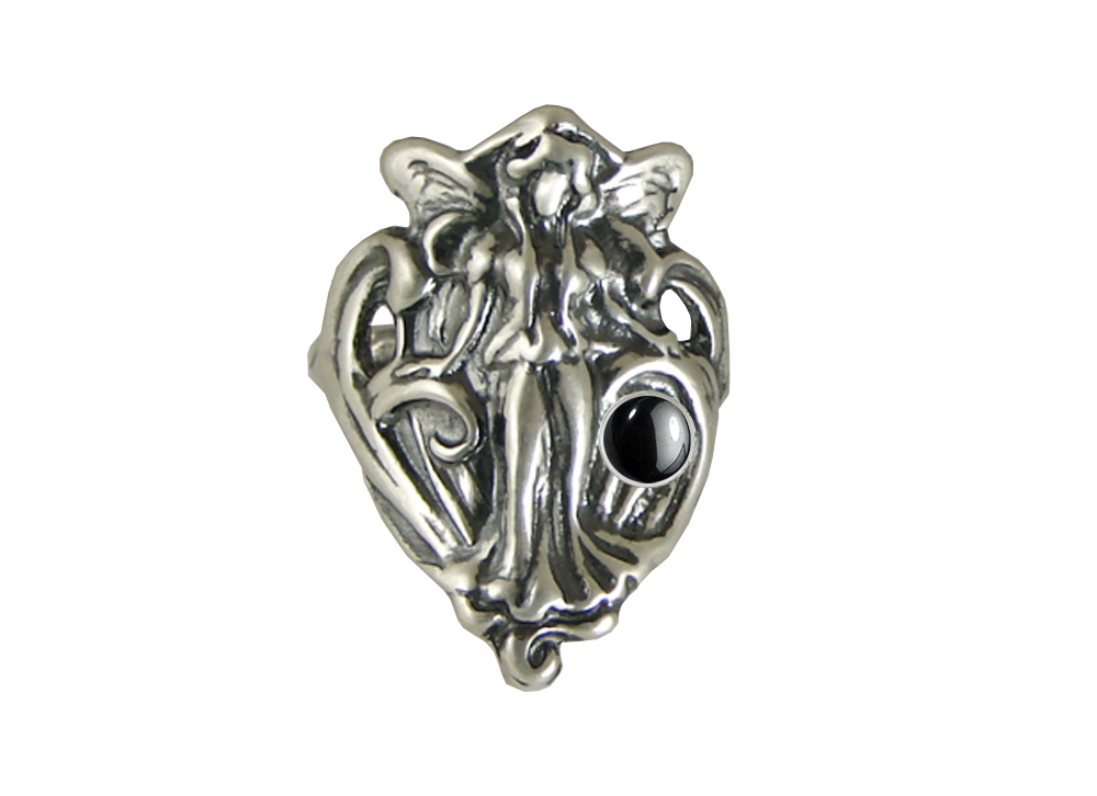 Sterling Silver Queen Mab Fairy Ring With Hematite Size 10